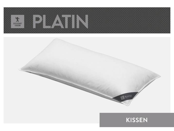 Daunenkissen SPESSARTTRAUM Platin , weiß, B:80cm L:80cm, Kopfkissen Bezug: 100% Baumwolle. Kopfkissen Füllung: 60% Gänsedaunen, 40% Gänsefeder, Kopfkissen, Daunenkissen, hergestellt in Deutschland, allergikerfreundlich