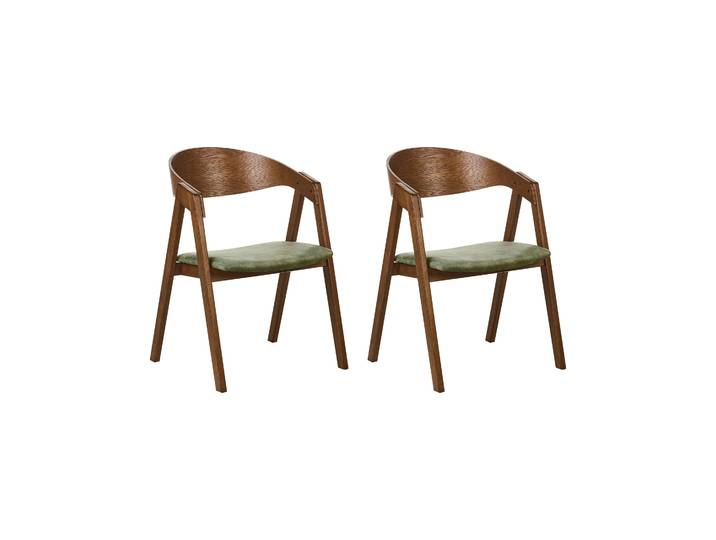 BELIANI Esszimmerstuhl 2er Set Dunkelgrün Samtbezug Dunkle Holzbeine Hohe Rückenlehne Retro Klassisches Design für Wohnzimmer Esstisch Gastronomie