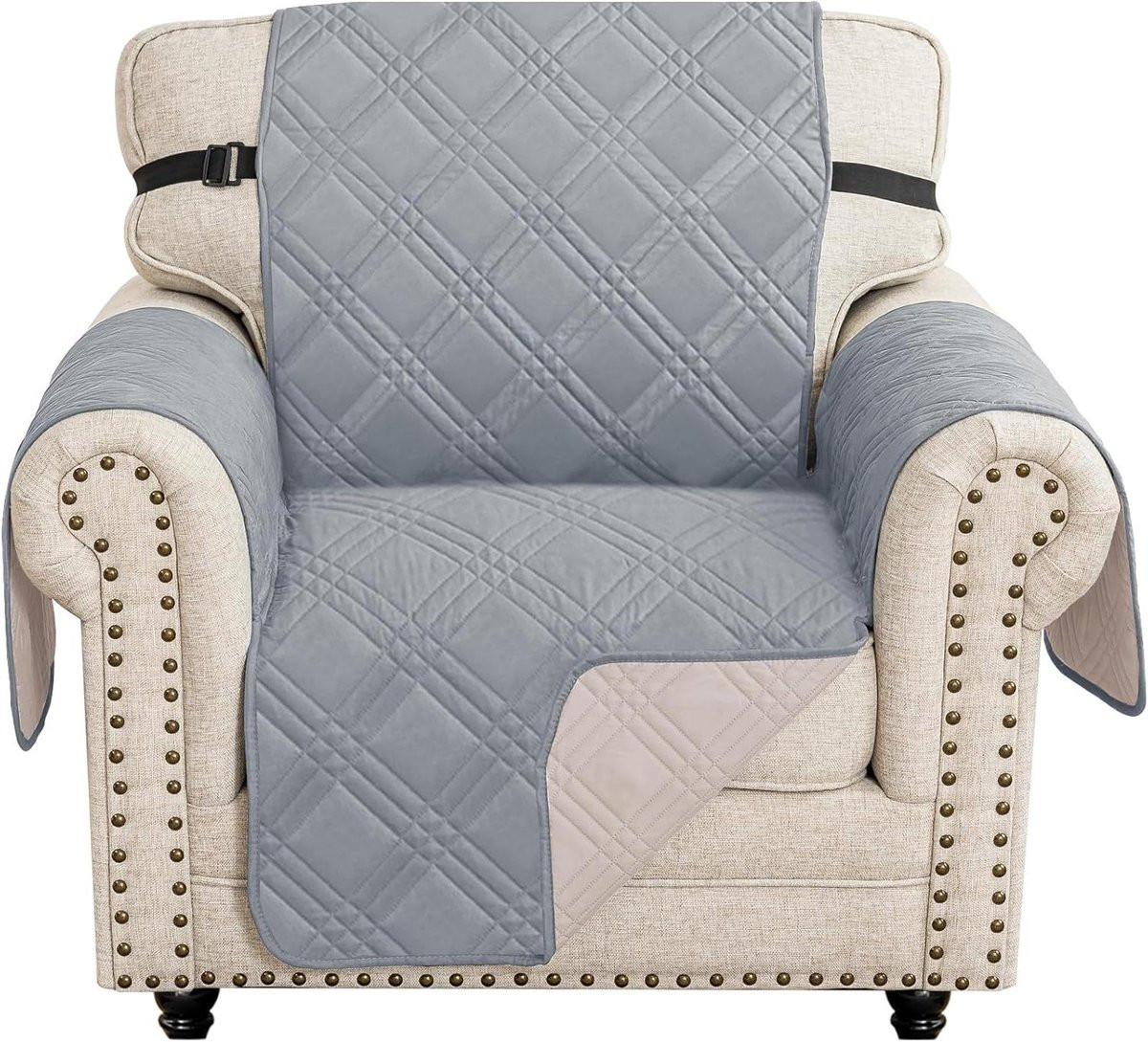 Omkeerbare bankhoes voor 1-zits bank - Lichtgrijs beige