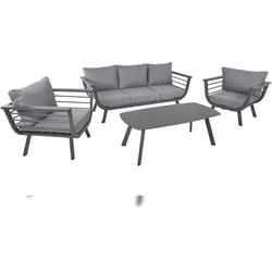 DELUKE Gartenloungeset CEDRIC 4-tlg - Polyester, Grau | Gartenmöbel Set Garten Loungegruppe Lounge-Set Pool Loungegarnitur