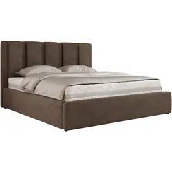POLSTERBETT SAVINO CLASSIC 140/200 - Braun Velvet - Schaum-Matratze