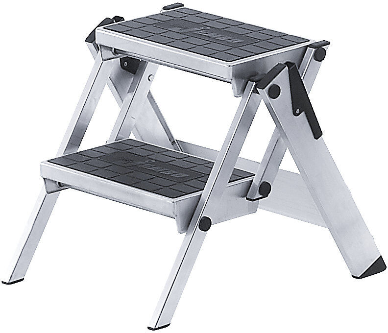 kaiserkraft Alu-Klapptreppe, Stufen Alu mit PVC-Belag, ohne Sicherheitsbügel, 2 Stufen