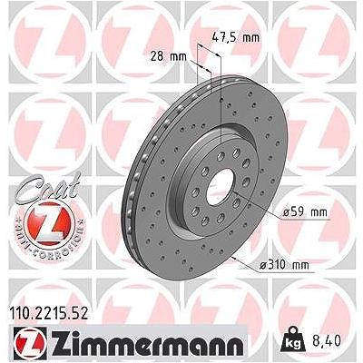 Zimmermann Bremsscheibe [Hersteller-Nr. 110.2215.52] für Alfa Romeo, Lancia