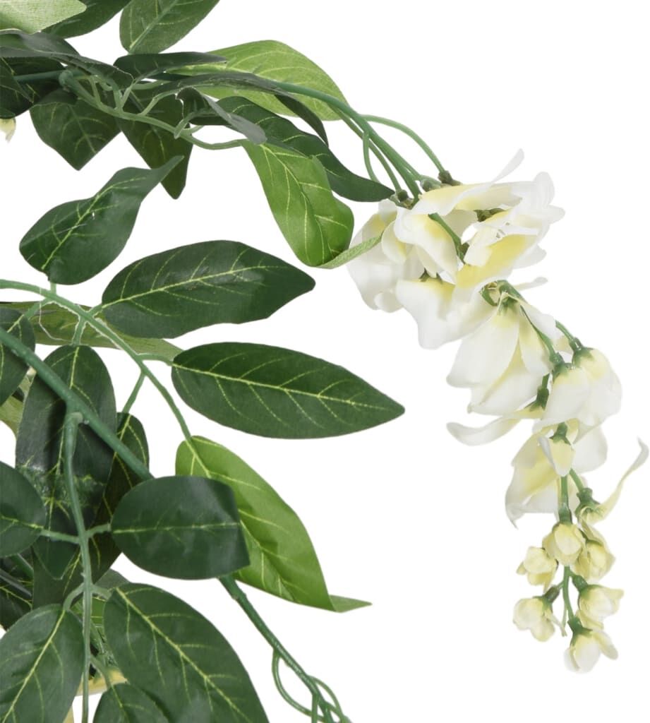 vidaXL Glycine artificielle 840 feuilles 120 cm vert et blanc