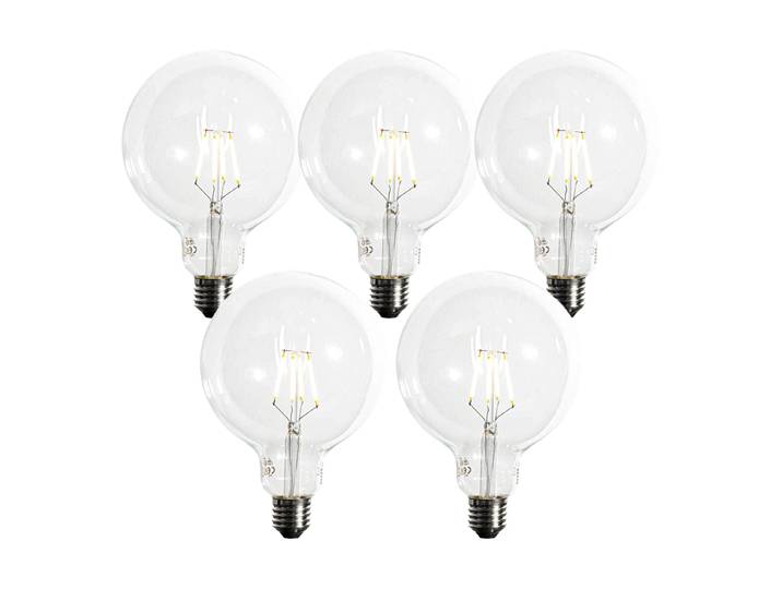 Lot de 5 Ampoule LED filament spirale E27 dimmable G125 5W 450lm