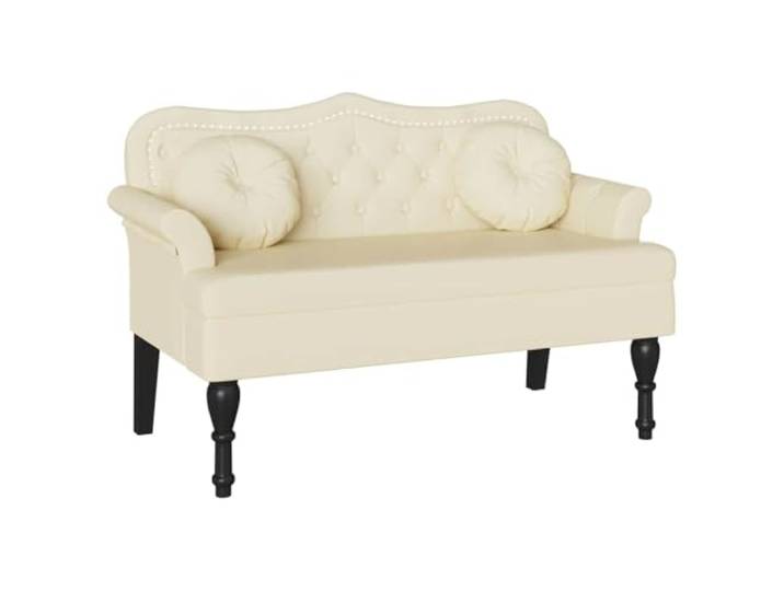 HKTMGDNG Chesterfield Bank Kunstleder Creme Sitzbank mit Armlehnen Stilvolle Polsterbank mit eleganter Knopfheftung und dicker Schaumstoffpolsterung für Schlafzimmer und Wohnzimmer.
