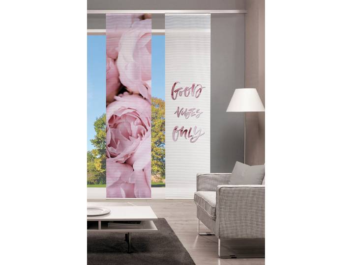 Schiebegardine VISION S ROSANA Gr. 1, rosa, B:60cm H:260cm, Polyester, Gardinen, Schiebegardine, HxB: 260x60, BAMBUS OPTIK