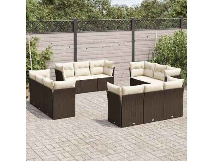 WDGJJFECNMUEHI Résine tressée imperméable Ensemble canapé Brun 12 pièces Salon de jardin 12 pieces avec coussins en resine tisse marron ensemble modulaire pour exterieur terrasse patio avec housse