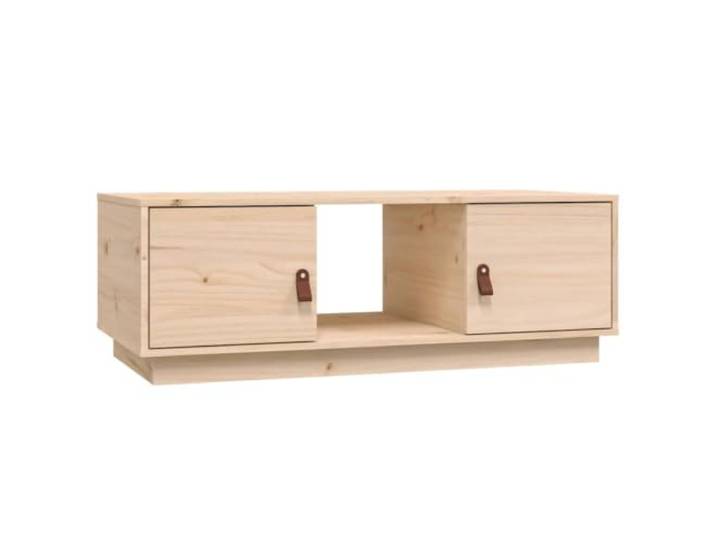 KUTYWEXFM Couchtisch 100x50x35 cm Massivholz Kiefer Wohnzimmertisch Rustikaler Sofatisch mit praktischen offenen Ablagefächern für Bücher und Zeitschriften im modernen Wohnzimmer.