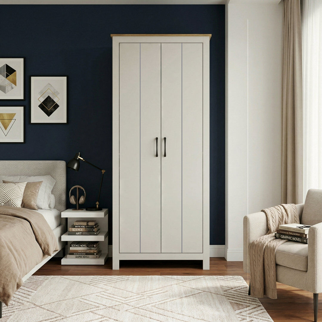 17 Stories Limestone 2 Door Manufactured Wood Wardrobe Grey 180cm H X 79cm W X 52cm D