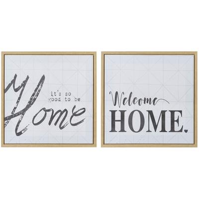 Bild mit Rahmen CREATIV HOME "Deko-Bild HOME", weiß (farbe rahmen: natur, farbe bild(er): schwarz), B:50cm H:50cm T:2,5cm, Bilder, in quadratischer Ausführung