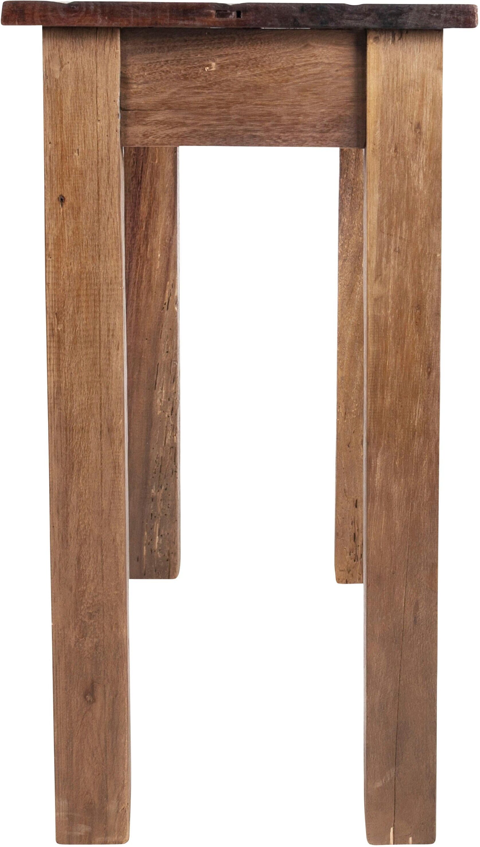 Telefontisch SIT "Split aus recyceltem Teakholz mit Schubkasten", beige (natur), B:80cm H:78cm T:40cm, Tische, Telefontisch, Kompakter Beistelltisch mit Schubkasten im Vintage-Stil natur B/H/T: 80cm x 78cm x 40cm