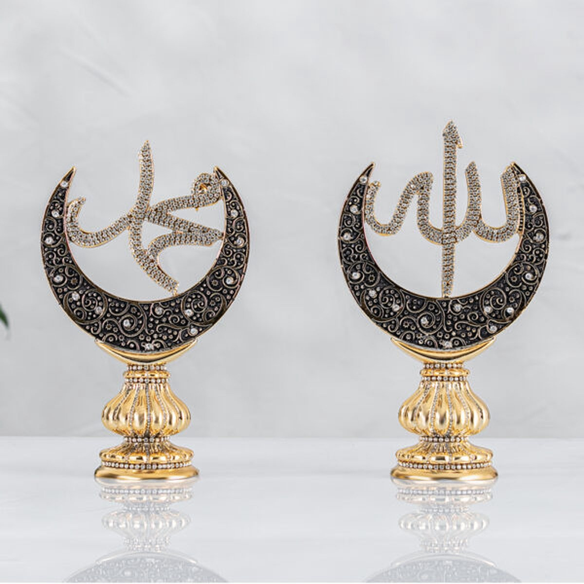 Yagmur Can Islamitische Decoratie Allah & Muhammed Goud voor op tafel