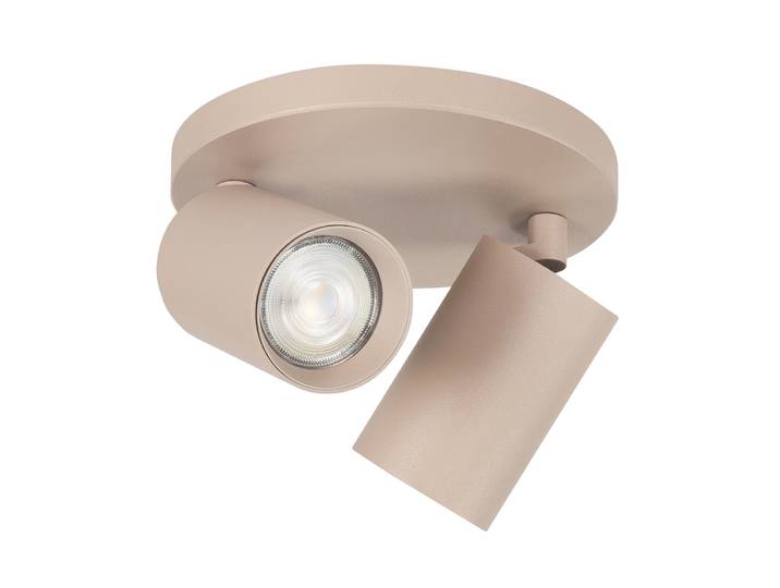 Opbouwspot Mila 2-lichts rond zand bruin Highlight - S7491.03