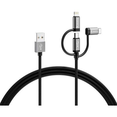 Varta USB-Kabel USB-A Stecker, USB-Micro-B Stecker, USB-C® Stecker, Apple Lightning Stecker 2.00 m 57937101111