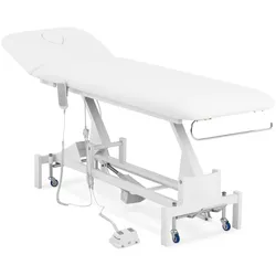 Physa, Massageliege + Massagesessel, Massageliege elektrisch Massagebank Therapieliege 200 kg weiss Fusspedal Räder