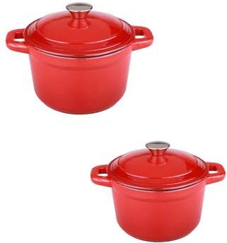 BergHOFF Neo 4pc Cast Iron Cookware Set, 3qt. & 7qt., Red