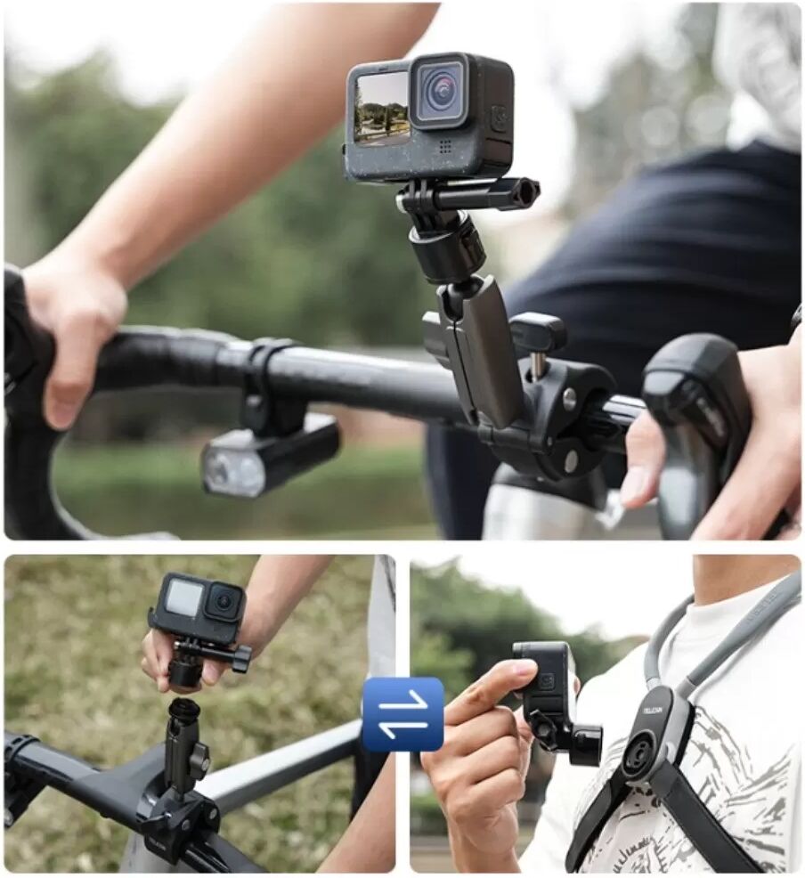 INF TELESIN kompatibel mit GoPro Hero 13 Schnellverschluss-Lenkerklemmhalterung aus Aluminium mit Schwenkmechanismus für