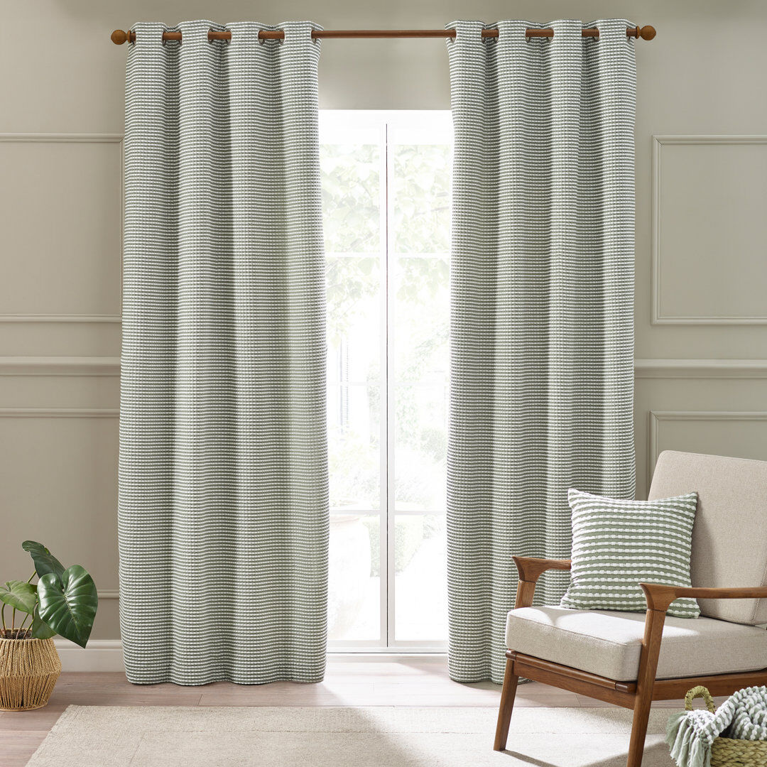 Catherine Lansfield Stab Stitch Lined Eyelet Curtains Sage Green 66x72 Inch