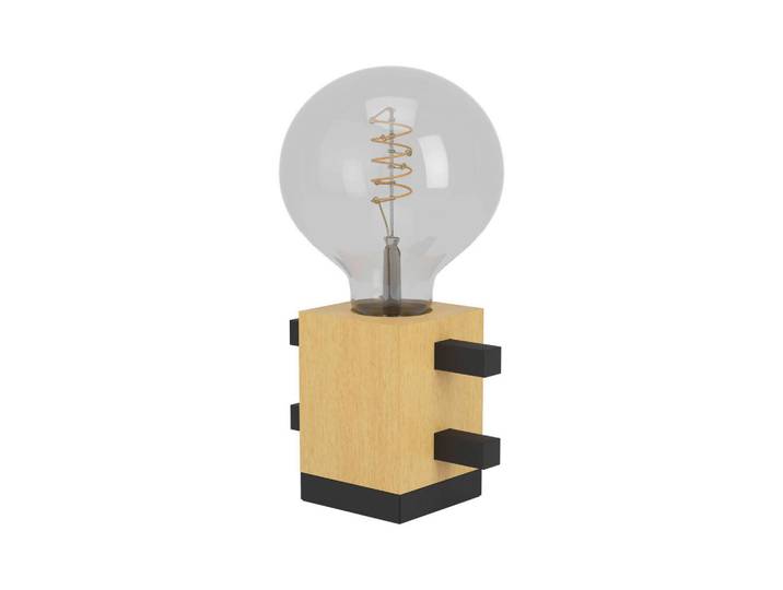 Eglo Tischleuchte, Braun, Schwarz, Holz, Metall, Ahorn, länglich, 7.5x11x13.5 cm, Kippschalter, Lampen & Leuchten, Innenbeleuchtung, Tischlampen, Tischlampen