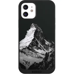 Nivocase Handyhülle für Apple iPhone 12 Hülle NIVOpure Case Schwarz Alpspitze Berg Schnee (Apple iPhone 12), Smartphone Hülle, Schwarz