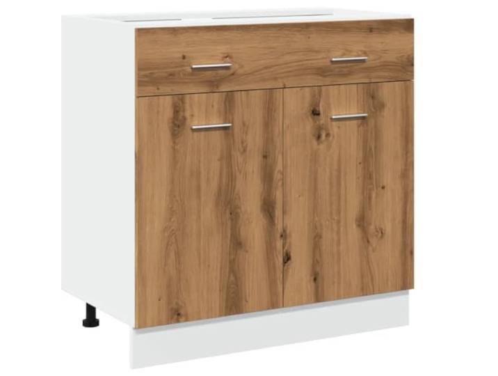 Helloshop26 Moderner Schubladenschrank, 80 x 46 x 81,5 cm, optimiert Stauraum, Küche, aus Holz, Eiche, handgefertigt, 02_0050747