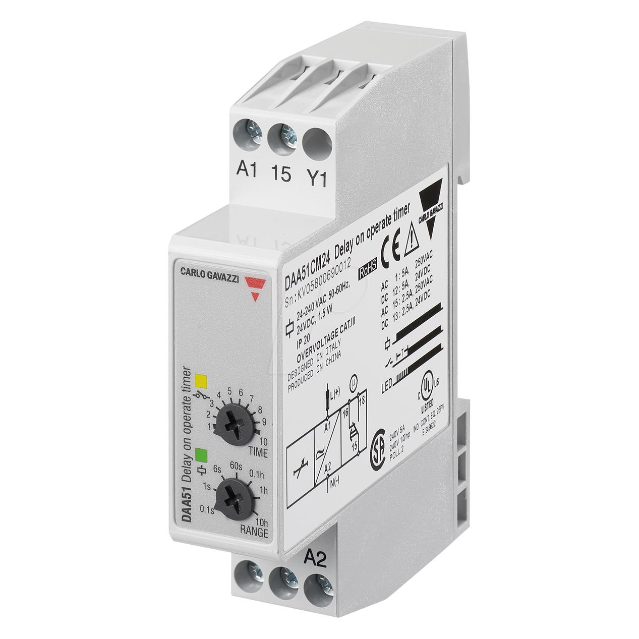 Carlo Gavazzi E-Mech On Delay Timer Relay,SPDT DIN (DAA51CM24)