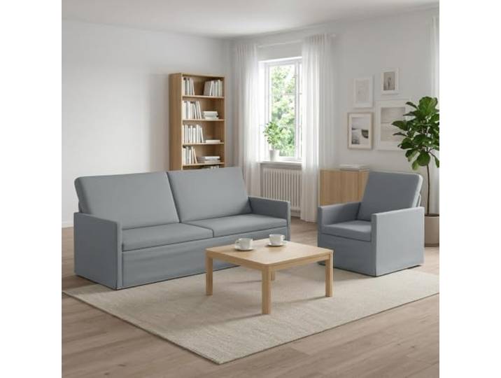 Sofa-Set 2 pcs Hellgrau Stoff Metallrahmen,Polyesterstoff,Schaumstofffüllung,Kissen-Rücken-Design,Wohnzimmer,montageanleitung