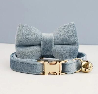 Inspired Finds ElegantPaws Personalized Bowknot Cat Collar With Free Custom Engraving dove Gray s