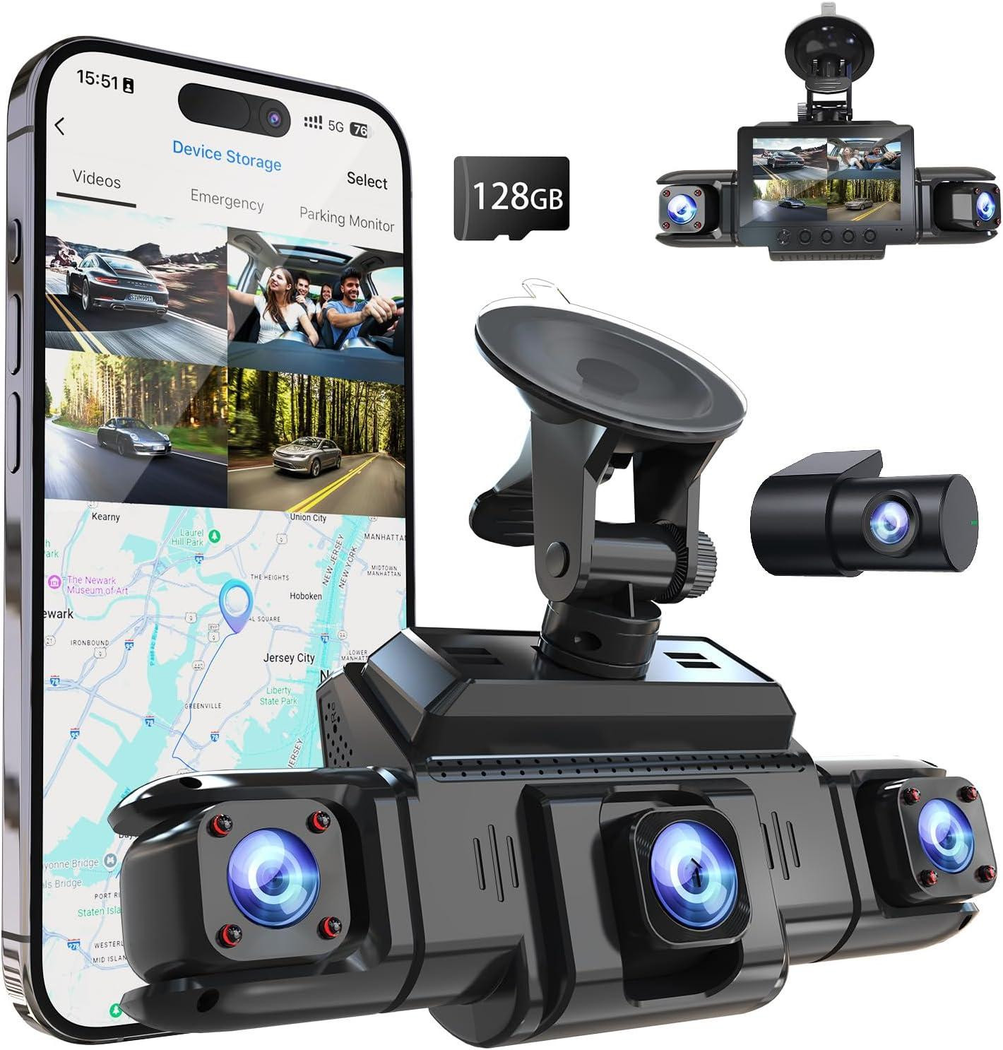 Selius 4-kanaals Dashcam met 360 graden zicht voor je auto