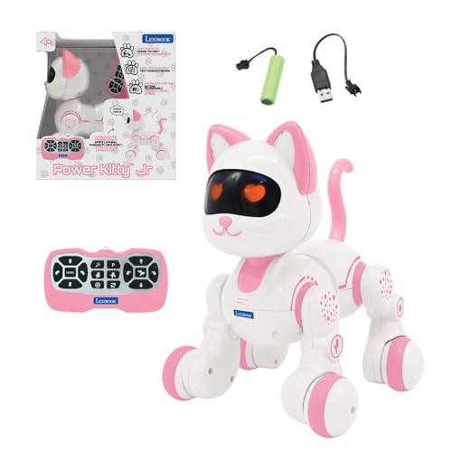 Lexibook Power Kitty Jr. Interactieve Robotkat met Afstandsbediening, Roze/Wit, KIT01LXB