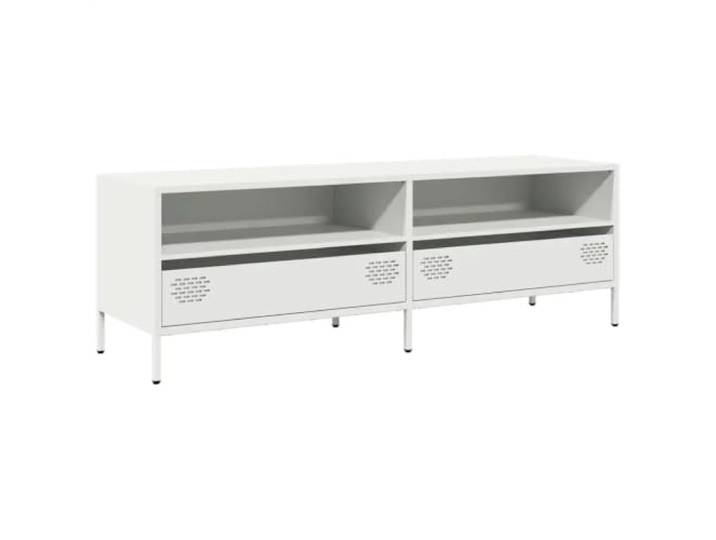 TV-Möbel, industrielles Design, modernes Design, Aufbewahrung, 135 x 39 x 43 cm, kaltgewalzter Stahl, Weiß 02_0049756