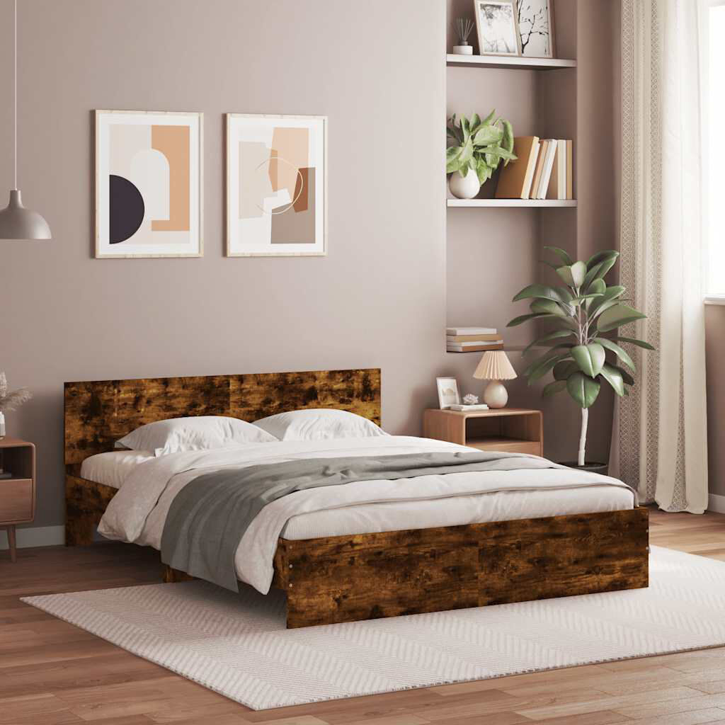 17 Stories Siman Bed Smoked Oak Kingsize (5')