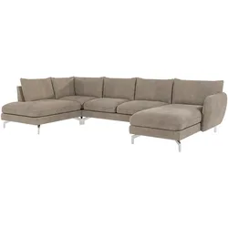 WOHNLANDSCHAFT Elou Dunkelbeige Microfaser