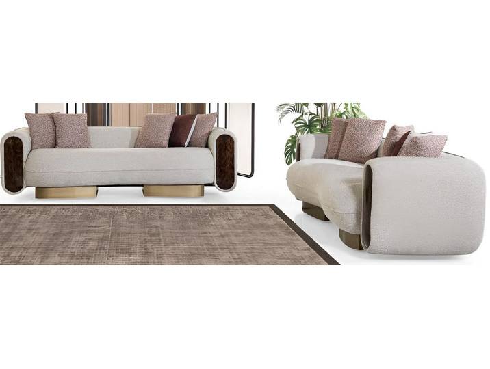 JVmoebel Polstergarnitur Luxuriöses Sofa-Set Beigefarbene Minimalistischer Stil Modernes Design, (2-tlg)