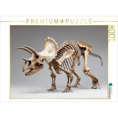 CALVENDO Puzzle Dinosaurier Triceratops-Skelett mit Hörnern und großem Nackenschild | 1000 Teile Lege-Größe 64x48cm Foto-Puzzle für glückliche Stunden