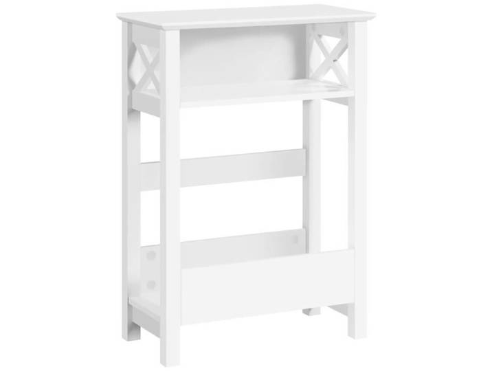 Yaheetech Table d'Appoint Bout de Canapé Salon avec Porte-revues 50 × 25 × 70 cm Table de Chevet Chambre Blanc