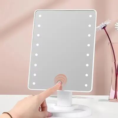 Fusion Finds LED Makeup Mirror With Organizer Stand Adjustable Lighted Vanity Mirror For Bedroom Bathroom white