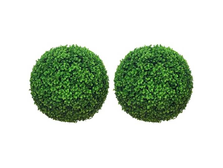 HOMCOM 2er-Set Künstliche Buchsbaumkugel UV-beständig im Topf Ø40 cm Kunstpflanze, Plastik Künstliche Pflanzen, Fake Plant Wie Echt, für Wohnzimmer Schlafzimmer Büro Garten Deko Geschenk