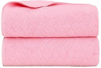 JML 2 Pack Soft Fleece Bath Towel with Subtle Diamond Texture and Hanging Loop