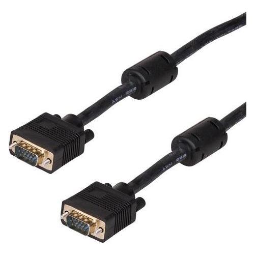 Akyga AK-AV-09 VGA Monitor Verbindungkabel 2x S-VGA mit ferritfilter 15m schwarz (15 m) (AK-AV-09)