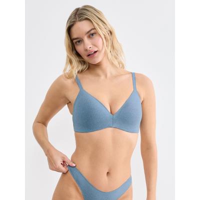 Push-up-BH SLOGGI "ZERO Feel Pure", Damen, Gr. S, N-Gr, blau (liberty blau), Single Jersey, Obermaterial: 36% Polyester, 34% Modal, 15% Elasthan, 15% Polyamid, BHs Push-up-BH, mit fest integrieten Pads, verstellbare Träger