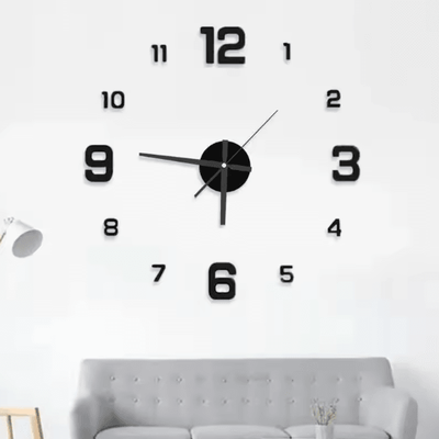 Uplift Curations Large 3D DIY Wall Sticker Clock Modern Frameless Silent Home Decor a black