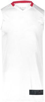 Augusta Sportswear 1730 Athletic Men's Step-Back Basketball Jersey T-Shirt in White/Red size 2XL   Polyester