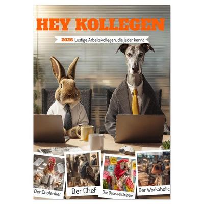 Hey Kollegen - Lustige Arbeitskollegen, die jeder kennt (Tischkalender 2026 DIN A5 hoch), CALVENDO Monatskalender