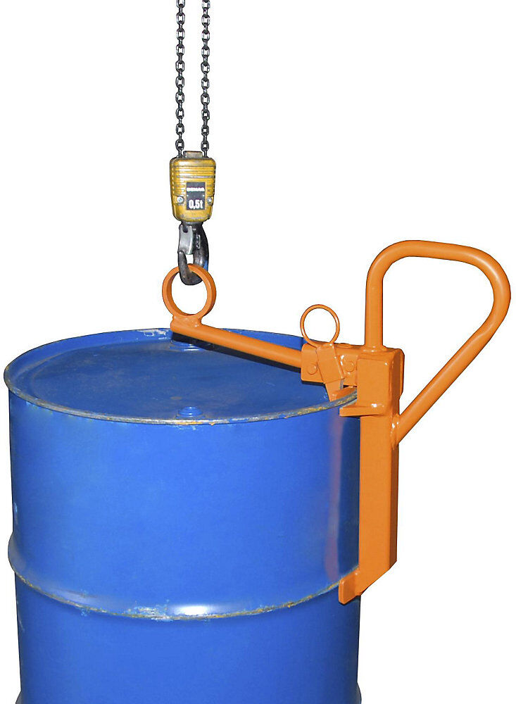 Fassklemme, für stehende 200-l-Stahl-Spundfässer, orange eurokraft pro
