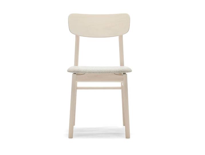 Stolab Chaise Prima Vista en bouleau huilé blanc Tissu Atto Driftwood V3576/01 gris