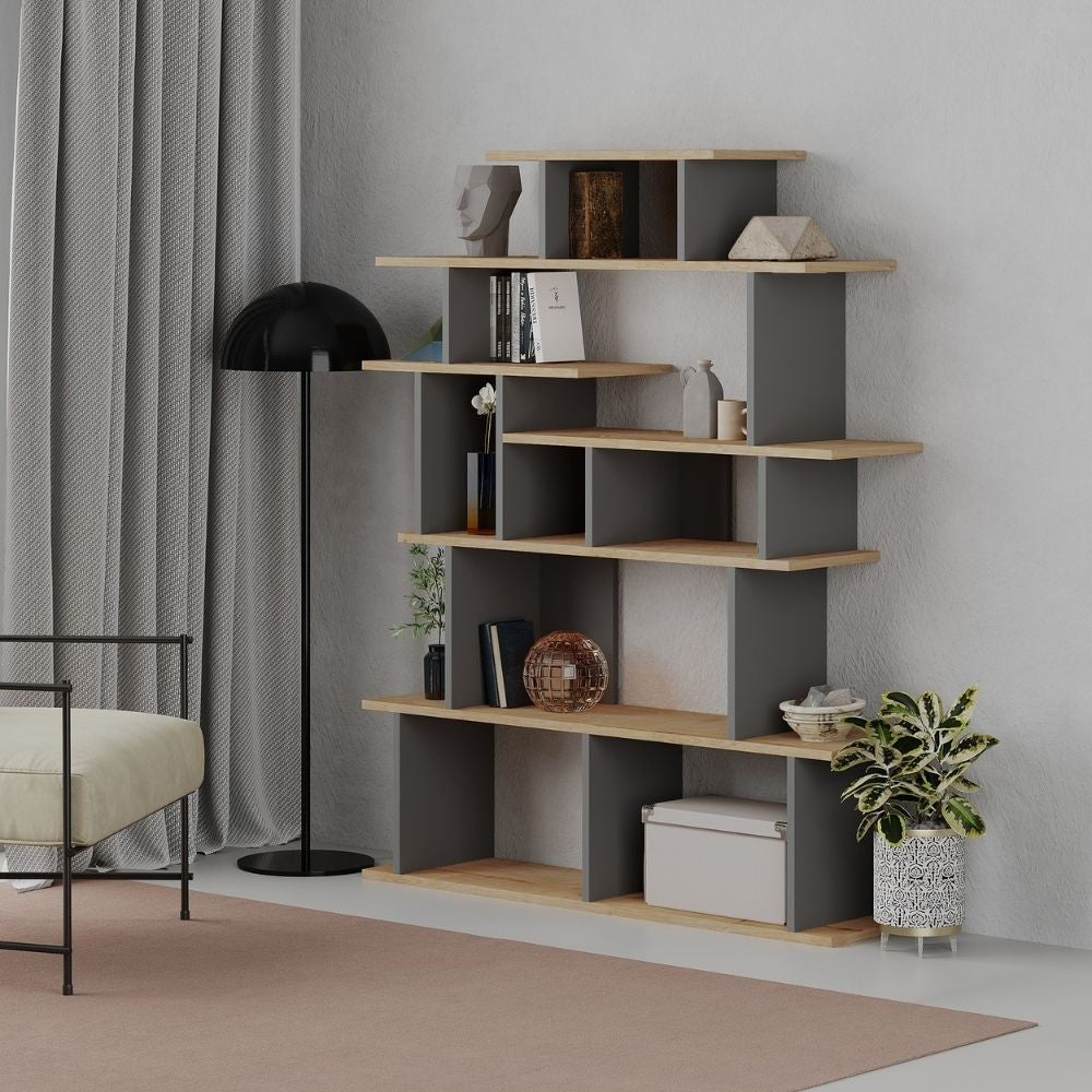 giordanoshop Libreria design 120x29,2x149 cm Apollon rovere e antracite...