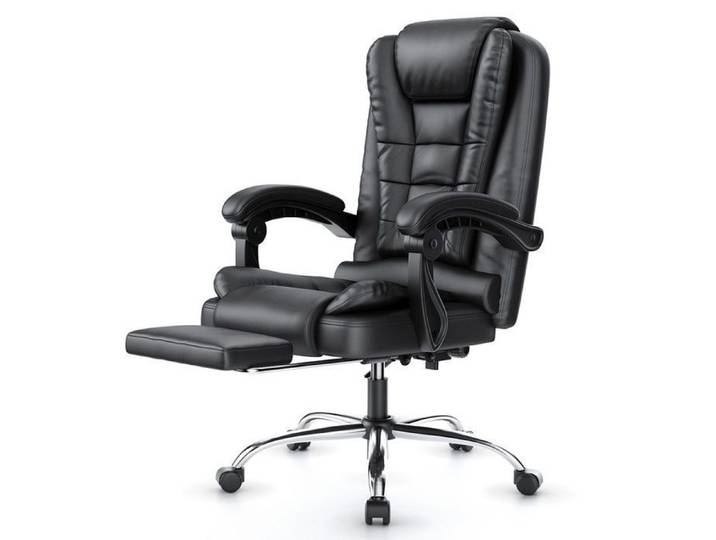 Chaise de bureau ergonomique - Rattantree Fauteuil de bureau Avec Repose-pieds - Siège Pivotant Hauteur réglable - Noir