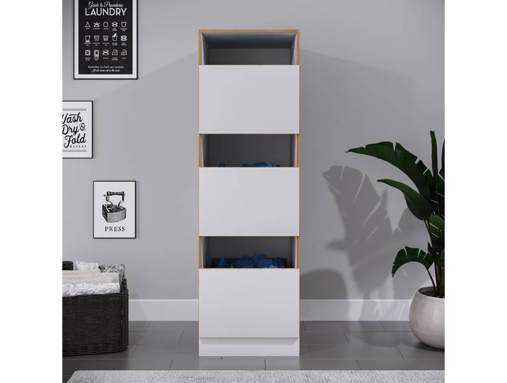 home24 Wasgoedkast Rislo 162cm wit/wit